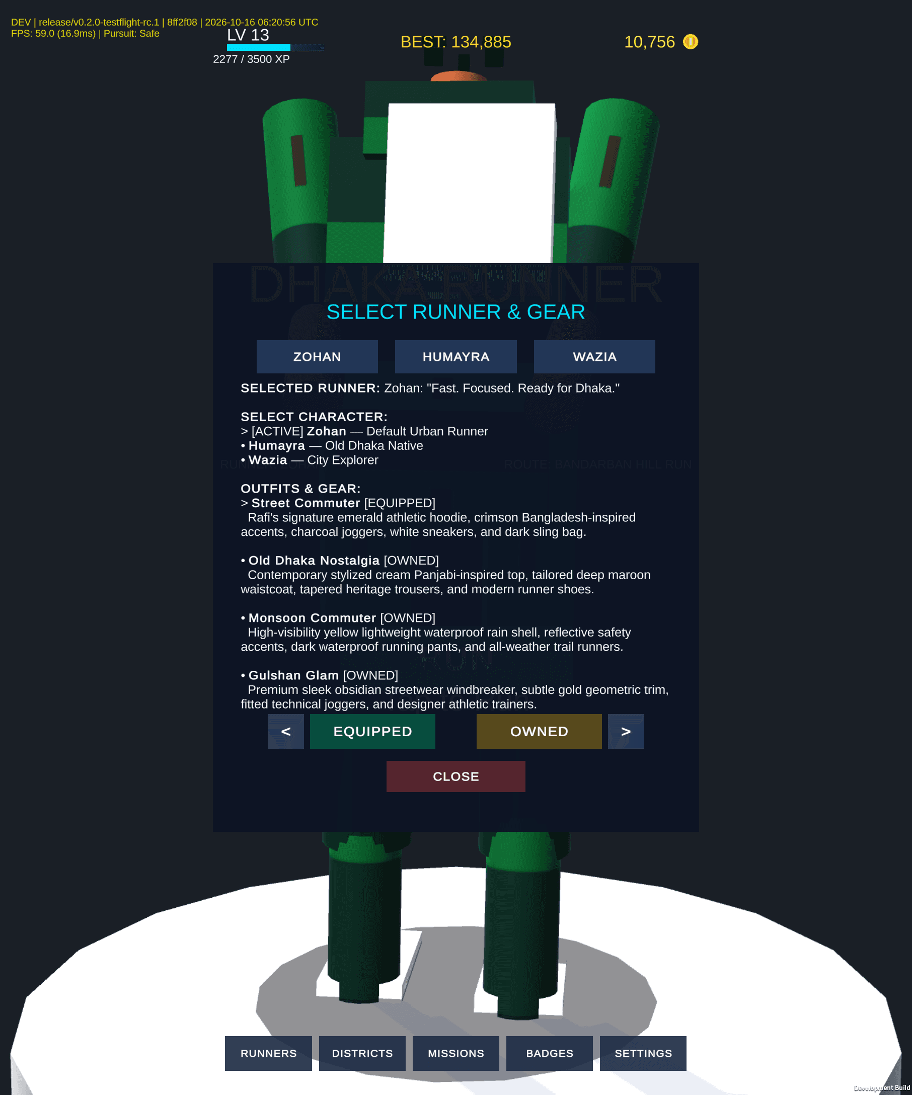 Dhaka Runner — Playable Runners (Raihan & Anika) & Cultural Outfits